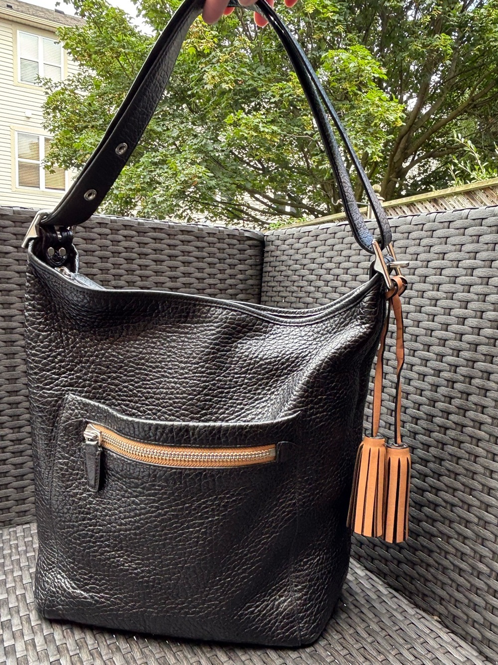 Coach 2012 Legacy Black Pebbled Leather Duffle 19913 Crossbody Shoulder Bag